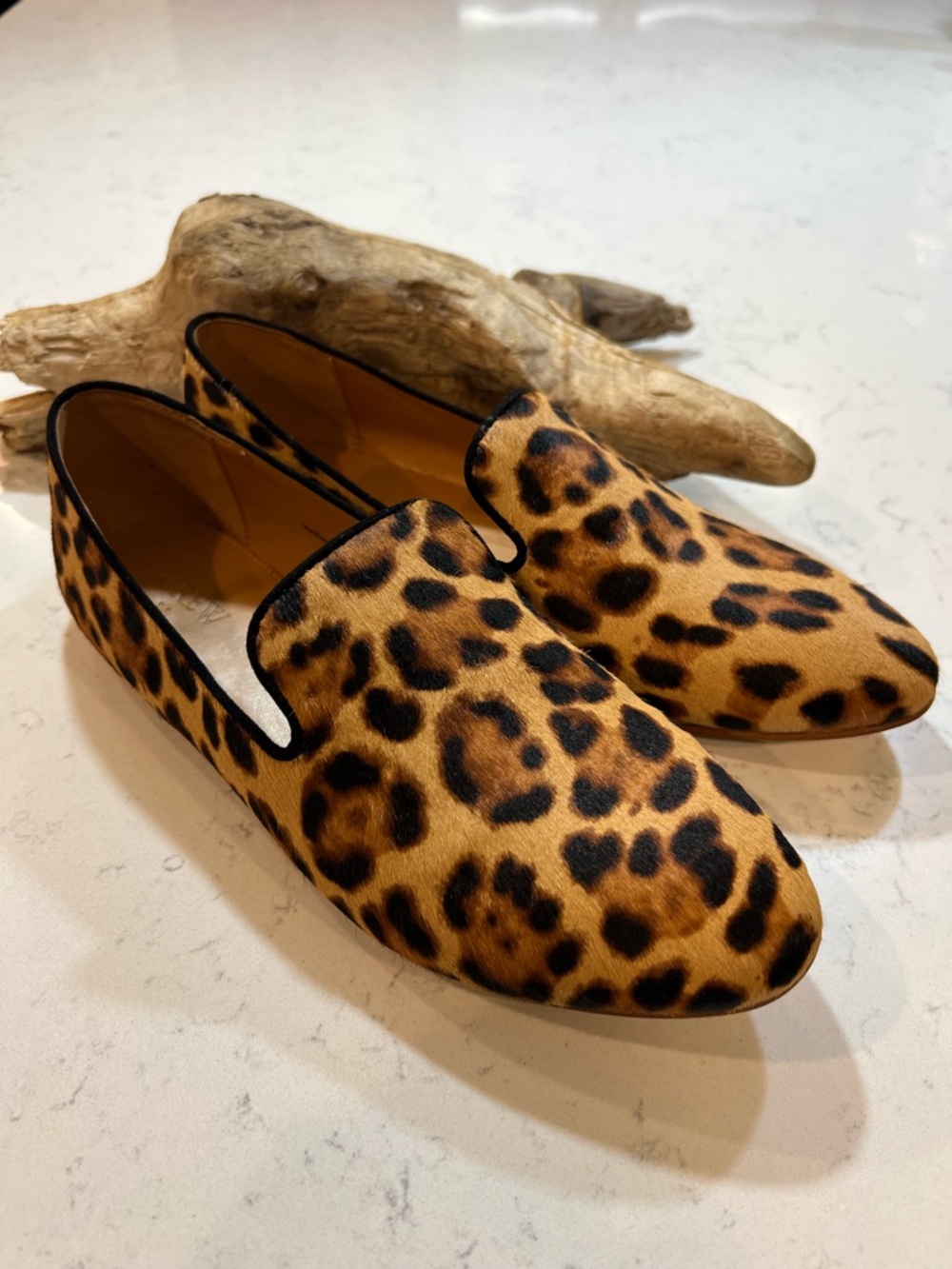 J. Crew Leopard calf hair smoking loafers size 9